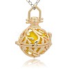 Golden Tone Brass Hollow Round Cage Pendants KK-J227-01G-1