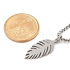 201 Stainless Steel Laser Cut Leaf Pendant Box Chain Necklaces for Women Men NJEW-Q004-08P-5