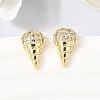 Conch Brass Micro Pave Clear Cubic Zirconia Stud Earrings EJEW-C186-05G-3