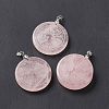 Natural Rose Quartz Pendants G-P491-05P-01-1