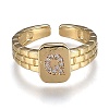 Brass Micro Pave Clear Cubic Zirconia Cuff Rings RJEW-H538-02G-Q-1