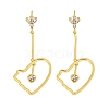 Rack Plating Heart Brass Micro Pave Clear Cubic Zirconia Earrings EJEW-B061-09G-1