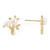 Natural Pearl Beaded Tree of Life Stud Earrings with 925 Sterling Silver Pins EJEW-T019-04G-4