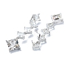 Rhombus Brass Micro Pave Cubic Zirconia Dangle Hoop Earrings EJEW-D098-19P-2