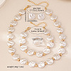 Flat Round Plastic Pearl Beaded Necklaces & Beaded Bracelets & Stud Earrings & Rings Sets FS-WG25F9C-01-5