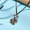 Alloy Enamel Black & White Pendant Necklaces NJEW-JN05121-06-1