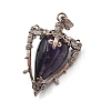 Natural Amethyst Point Pendulum Pendants PW-WG89713-01-1