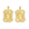Brass Micro Pave Clear Cubic Zirconia Pendants KK-P353-19G-02-1
