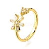 Brass Micro Pave Clear Cubic Zirconia Cuff Rings for Women RJEW-H247-18G-4