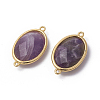 Golden Tone Brass Amethyst Links connectors X-G-F339-A01-2