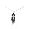 Glass Seed Beaded Cross Tassel Pendant Necklaces NJEW-MZ00011-02-5