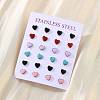 Enamel Heart Stud Earrings EJEW-B009-12P-1