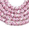 Handmade Flower Printed Porcelain Ceramic Beads Strands PORC-M005-6mm-03-2