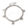 304 Stainless Steel Clover Charm Bracelet with 201 Stainless Steel Round Beads for Women BJEW-B057-15P-1