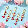 5Pcs Valentine's Day Alloy Enamel with Acrylic Pearl Pendant Decorations HJEW-JM02757-2