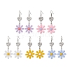 Resin Flower & Alloy Heart Dangle Earrings with 304 Stainless Steel Pins EJEW-JE05406-1