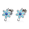 304 Stainless Steel Enamel Stud Earring Findings STAS-T052-43P-03-1