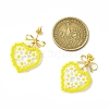 Heart Handmade Glass Seed Beads Dangle Stud Earrings EJEW-MZ00369-02-3