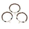 3Pcs 3 Colors 304 Stainless Steel Cross Charm Bracelets BJEW-JB11561-2