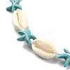 Natural Shell & Synthetic Turquoise Starfish Beaded Necklace with 304 Stainless Steel Clasps X-NJEW-TA00107-01-3
