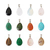 Fashewelry 24pcs 12 Styles Natural & Synthetic Gemstone Pendants G-FW0001-33-12