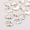 Wedding Theme Antique Silver Tone Tibetan Style Alloy Heart with Mother of the Bride Rhinestone Charms LS-TIBEP-N005-18A-2