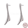 Anti-Tarnish Rhodium Plated 925 Sterling Silver Stud Earring Findings STER-F048-36P-7