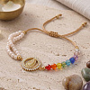 Brass Religion Virgin Link Colorful Glass and Seed Bead Adjustable Braided Bracelets for Women UM5876-3