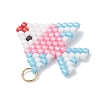 Glass Seed Beaded Fish Pendants PALLOY-MZ01219-01-4