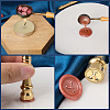 1Pc Golden Tone Brass Wax Seal Stamp Heads with Bamboo Stick Shaped Handles STAM-CP0001-05Y-5