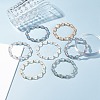 Twist Oval Frosted Glass Beads Stretch Bracelet for Women Girl BJEW-JB07247-3