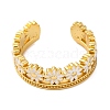 Rack Plating Flower Brass Enamel Open Cuff Rings for Women RJEW-S242-09G-B-2