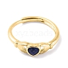 Hand with Heart Natural Lapis Lazuli Agate Adjustable Rings RJEW-Q817-06G-05-2