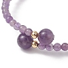 Natural Amethyst Beaded Cuff Bangles BJEW-JB13328-02-3