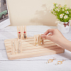DELORIGIN 1Pc Rectangle Wooden Finger Ring Organizer Slotted Display Stands ODIS-DR0001-03-4