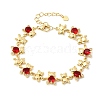 Brass Micro Pave Cubic Zirconia Link Chain Bracelets for Women BJEW-D457-01G-01-4