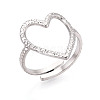 Non-Tarnish 304 Stainless Steel Heart Cuff Ring LS-RJEW-N038-123P-1