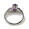 Oval Natural Amethyst Adjustable Rings RJEW-Q818-01P-03B-4