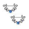 316L Surgical Stainless Steel Capri Blue Rhinestone Nipple Stirrup WG55624-02-1