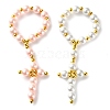 2Pcs 2 Colors Glass Pearl Beads Cross Pendant Decorations HJEW-JM02709-01-2