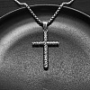 Religion 304 Stainless Steel Floral Cross Pendant Necklaces WGDCBE2-01-2