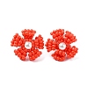 Daisy Glass Seed Beaded Stud Earrings EJEW-MZ00334-05-2