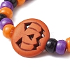 2Pcs 2 Styles Pumpkin Plastic Beaded Stretch Bracelet Sets BJEW-JB10888-4