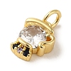 Brass Micro Pave Clear Cubic Zirconia Pendants KK-R162-021C-G-2