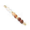 Faceted Round Natural Mixed Gemstone Beaded Connector Charms PALLOY-JF03530-3