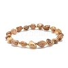 Natural Picture Jasper Round Beaded Stretch Bracelet BJEW-JB08197-02-1