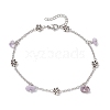 5Pcs 5 Styles Natural & Synthetic Gemstone Chip Tassel Alloy Link Anklets AJEW-AN00696-4