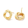 Rack Plating Brass Hollow Out Round Knot Stud Earrings for Women EJEW-F308-03G-2