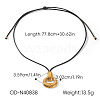 304 Stainless Steel Textured Oval Ring Pendant Adjustable Braided Black Waxed Cord Necklaces WG26091-01-2