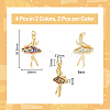 DICOSMETIC 4Pcs 2 Colors Brass Micro Pave Cubic Zirconia Pendants KK-DC0003-39-2